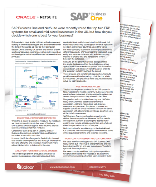 NetSuite vs SAP